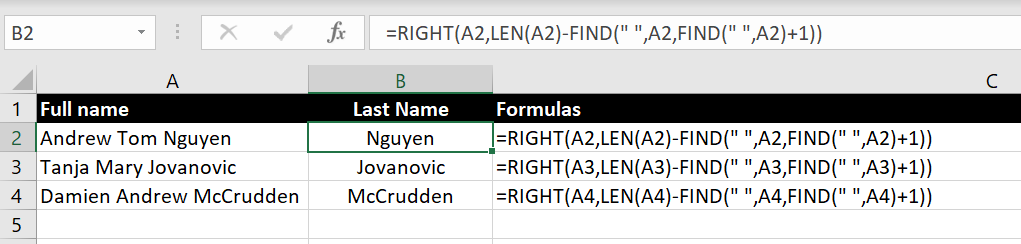 Excel-Extract-Last-Names-With-Middle-Names-Result