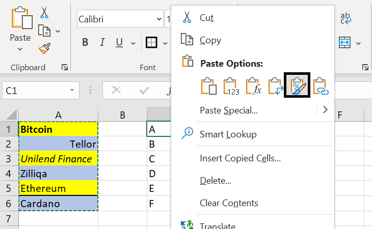 Paste-Format-Excel