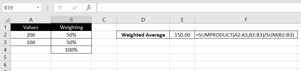 Weighted-Average-Equal-Weightings-Excel